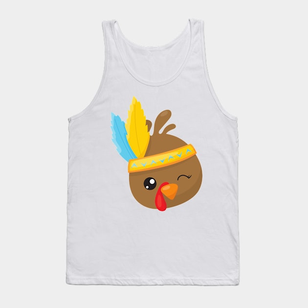 Thanksgiving Turkey, Brown Turkey, Feathers Tank Top by Jelena Dunčević